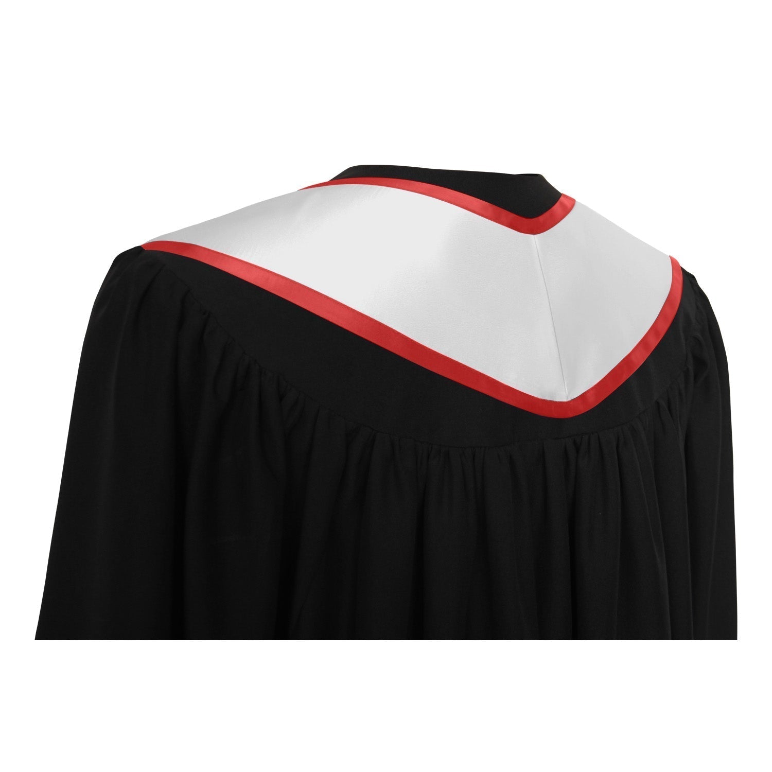 White/Red Plain Graduation Stole With Trim Color & Angled End - Endea Graduation