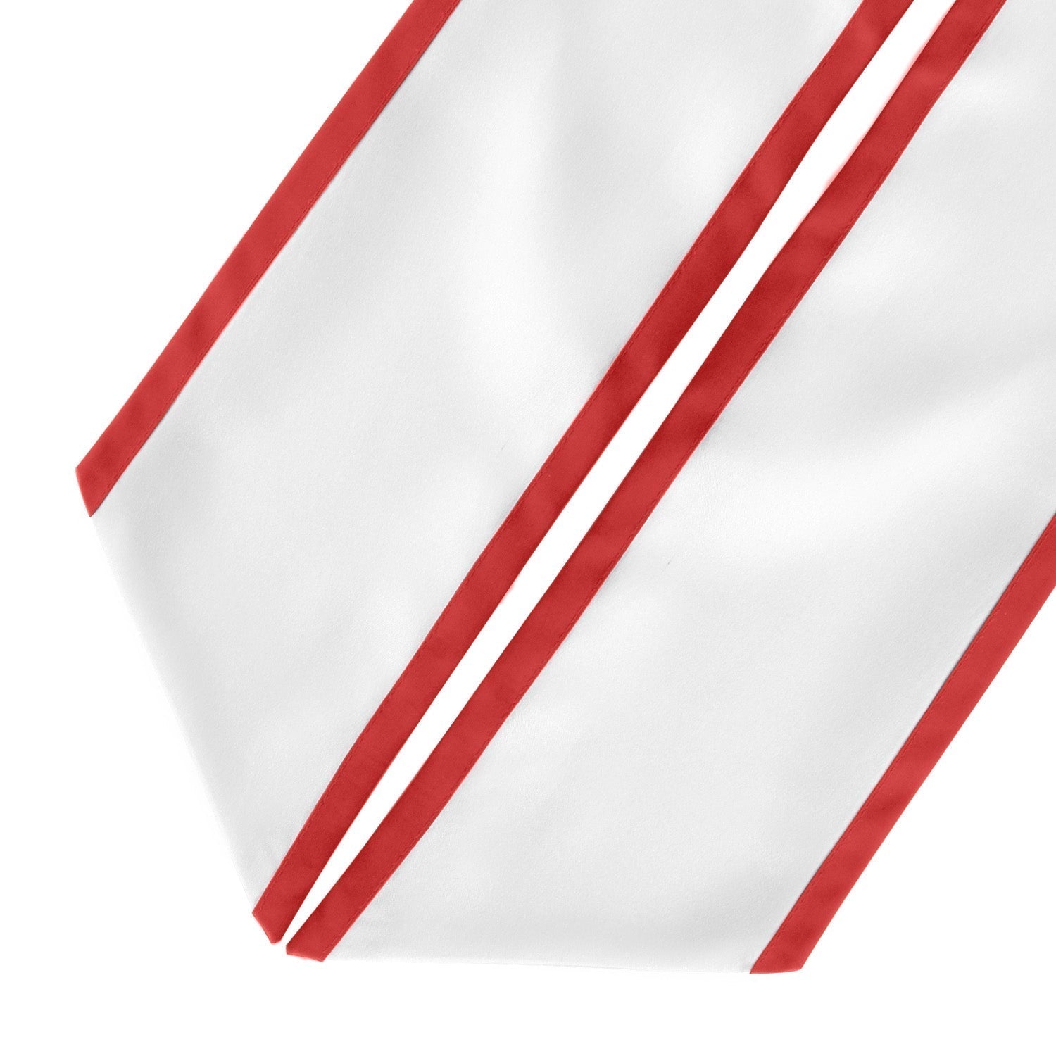 White/Red Plain Graduation Stole With Trim Color & Angled End - Endea Graduation