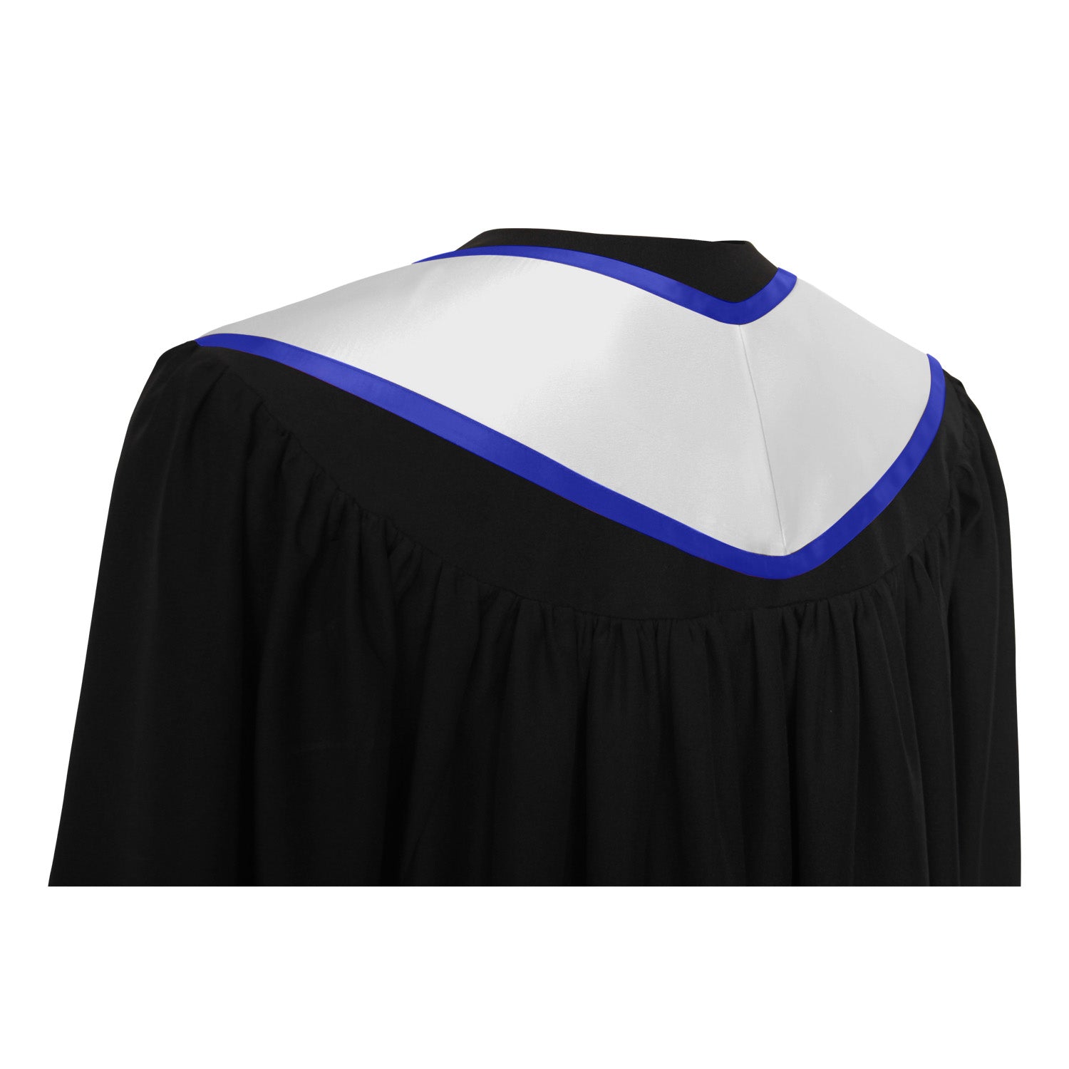 White/Royal Blue Plain Graduation Stole With Trim Color & Angled End - Endea Graduation