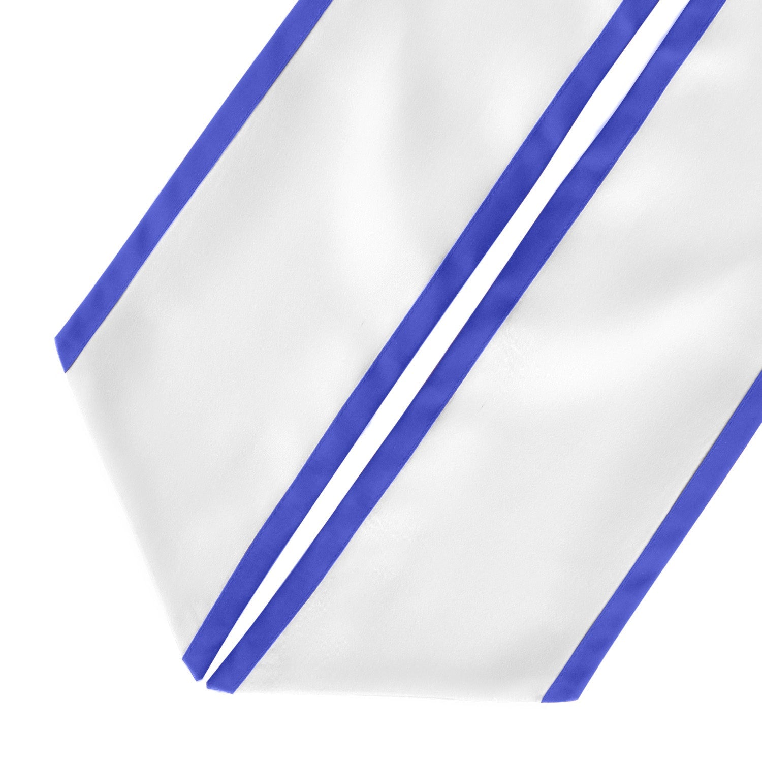 White/Royal Blue Plain Graduation Stole With Trim Color & Angled End - Endea Graduation