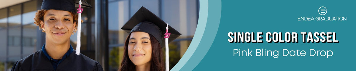 Single Color Graduation Tassels With Pink Date Drop