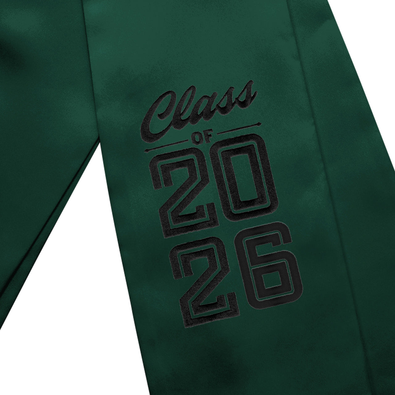 Hunter Green Class of 2026 Graduation Stole/Sash with Classic Tips