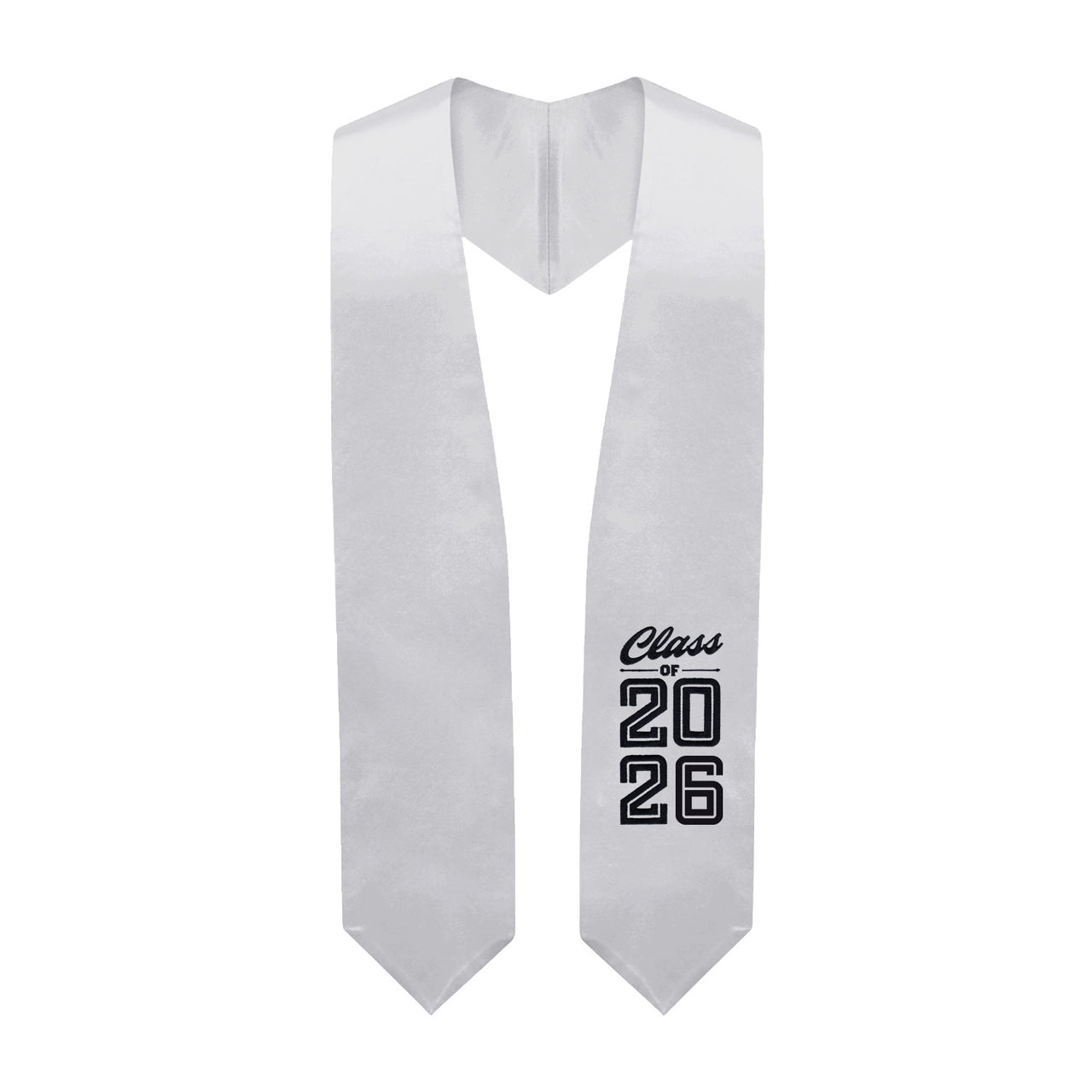 Silver Class of 2026 Graduation Stole/Sash with Classic Tips