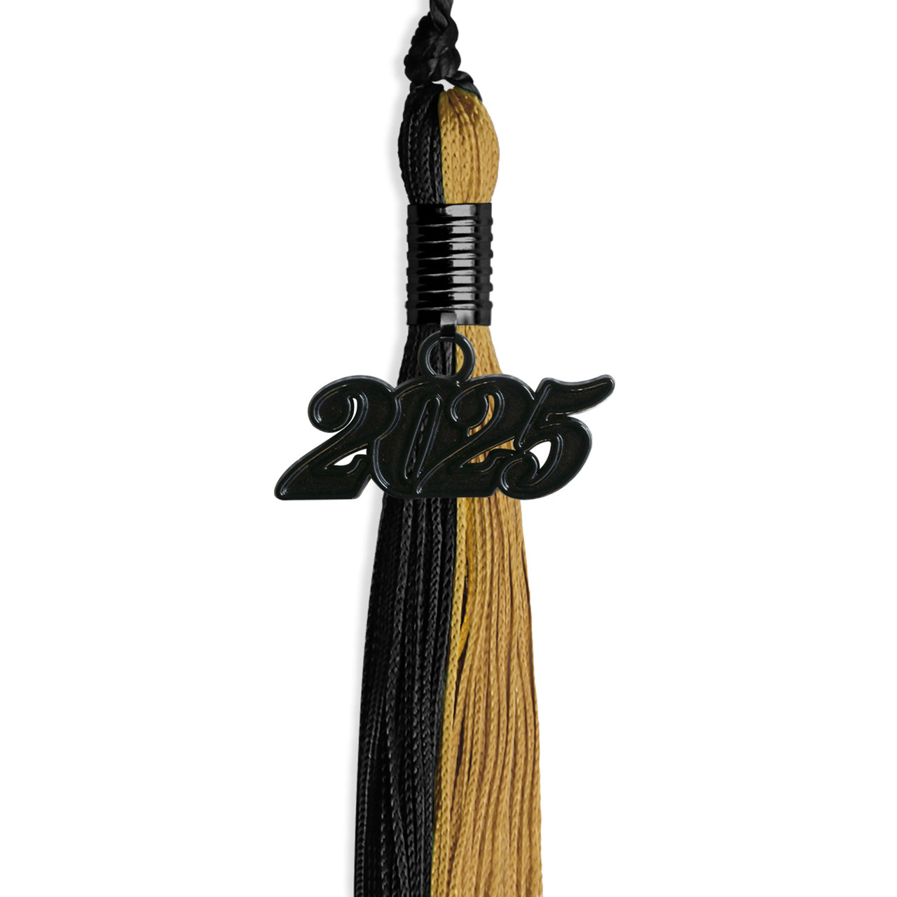 Black/Antique Gold Graduation Tassel with Black Date Drop