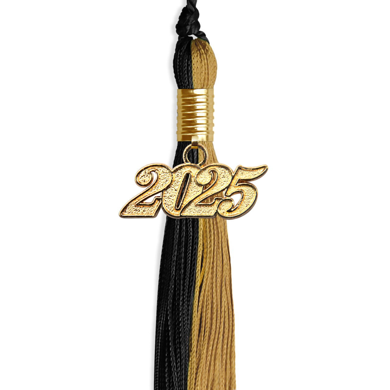 Black/Antique Gold Graduation Tassel with Gold Date Drop