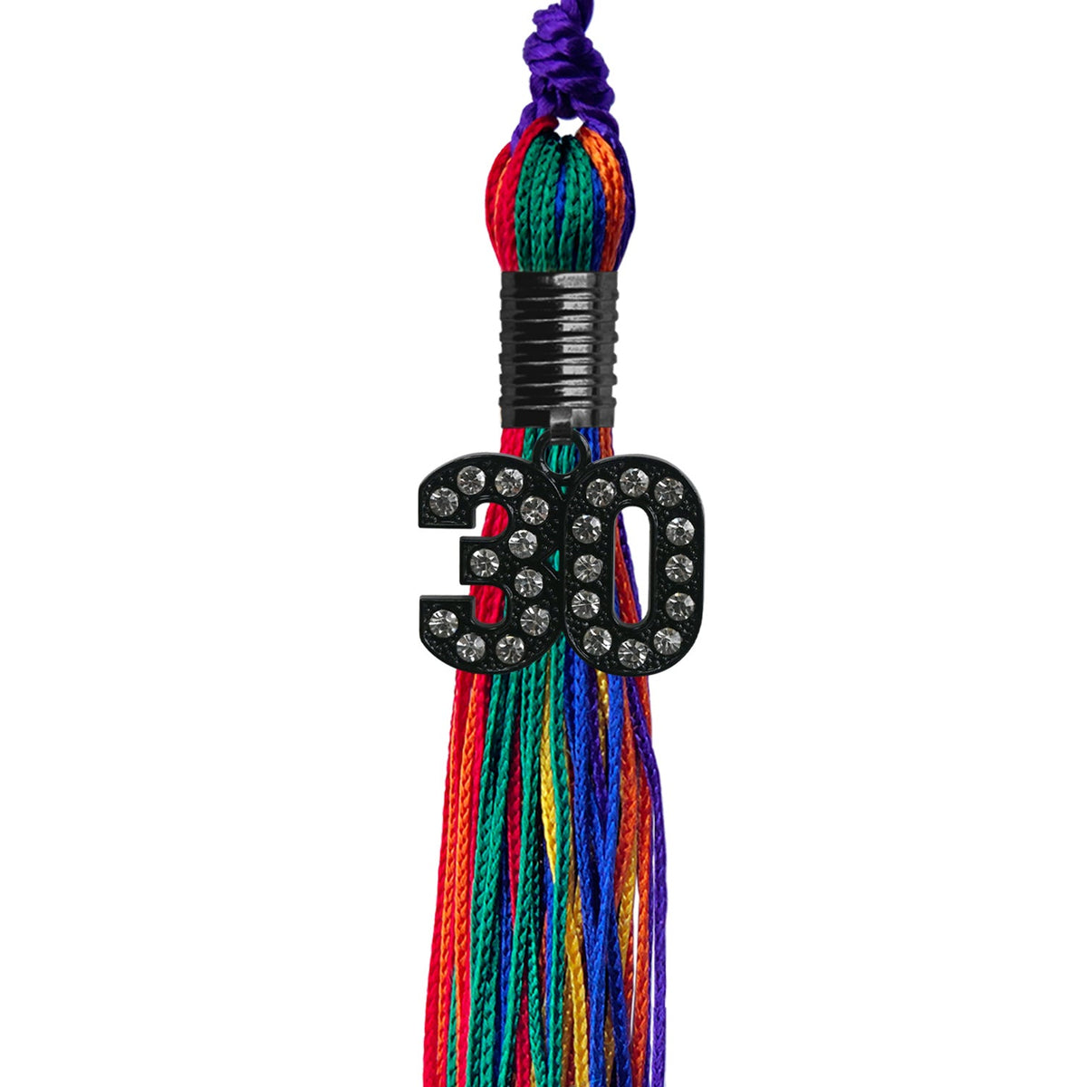 Rainbow Graduation Tassel with Black Bling Charm by Endea Graduation
