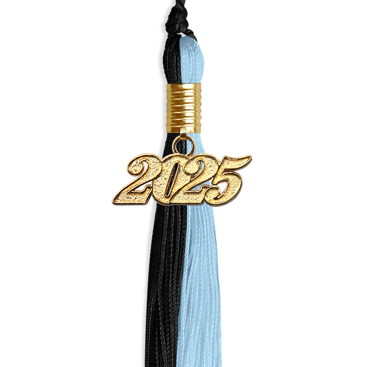 Black/Light Blue Graduation Tassel with Gold Date Drop