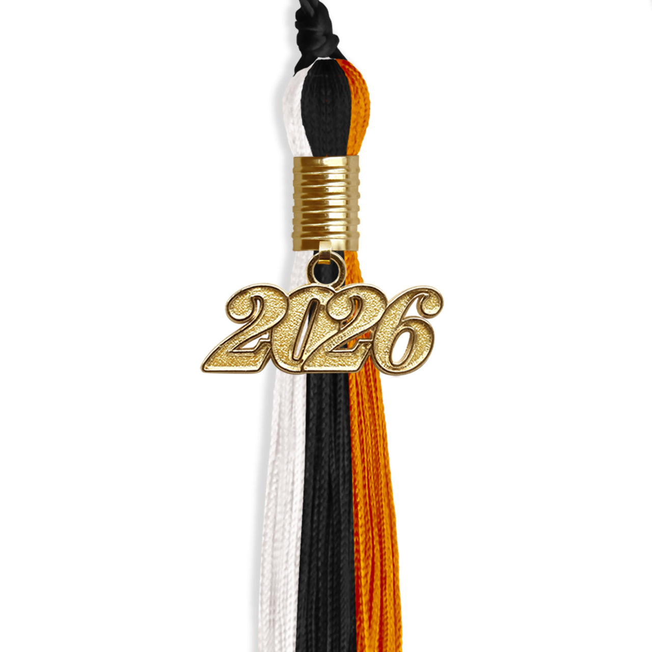 Black/Orange/White Graduation Tassel with Gold Date Drop