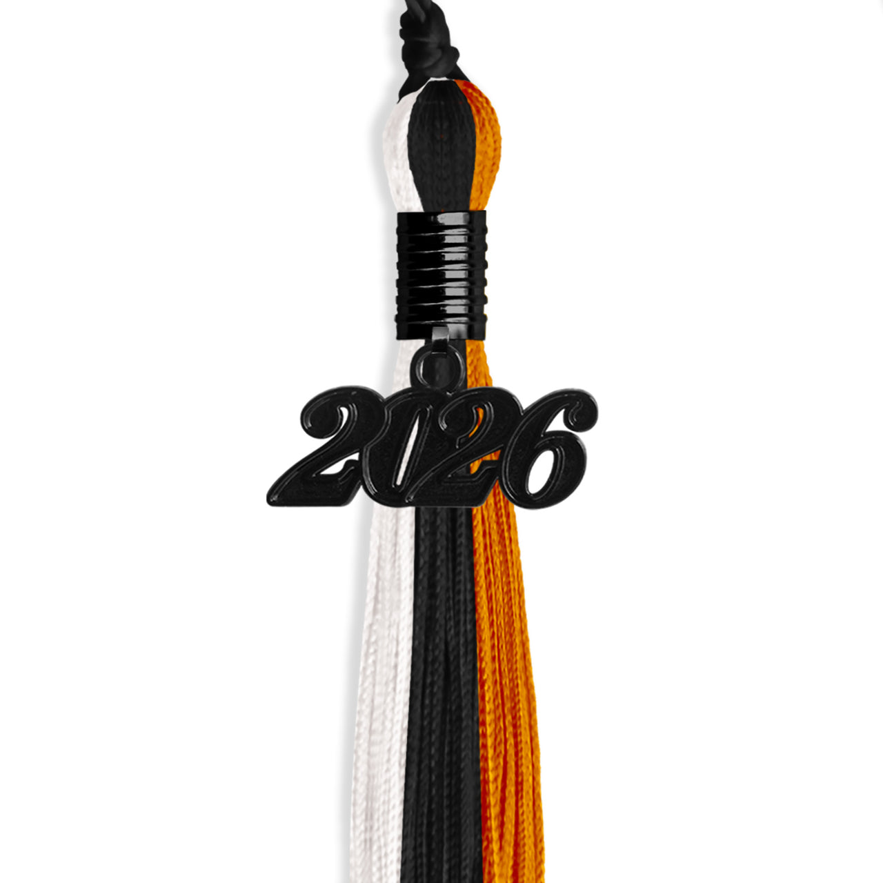 Black/Orange/White Graduation Tassel with Black Date Drop