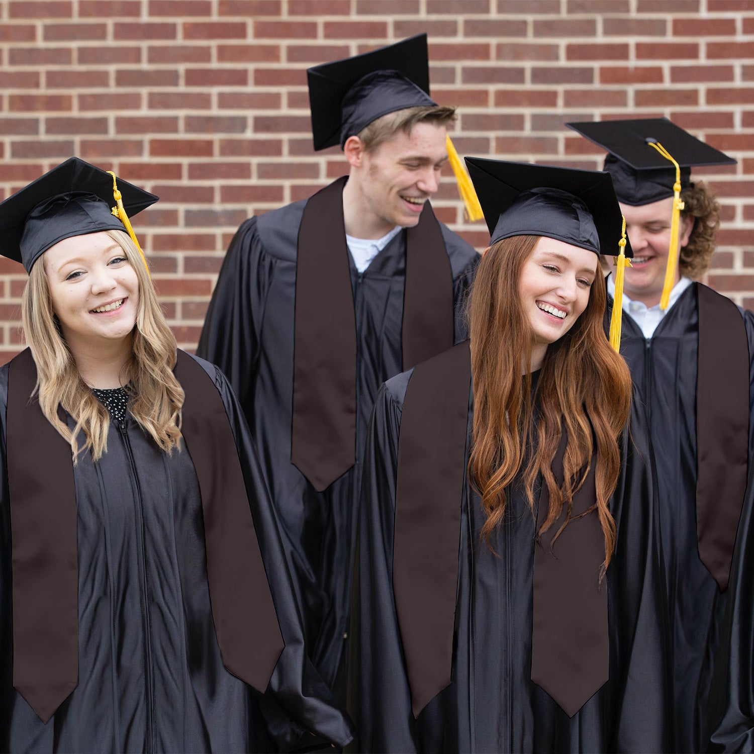 brown dress and black heels Endea Graduation Brown Graduation Stole