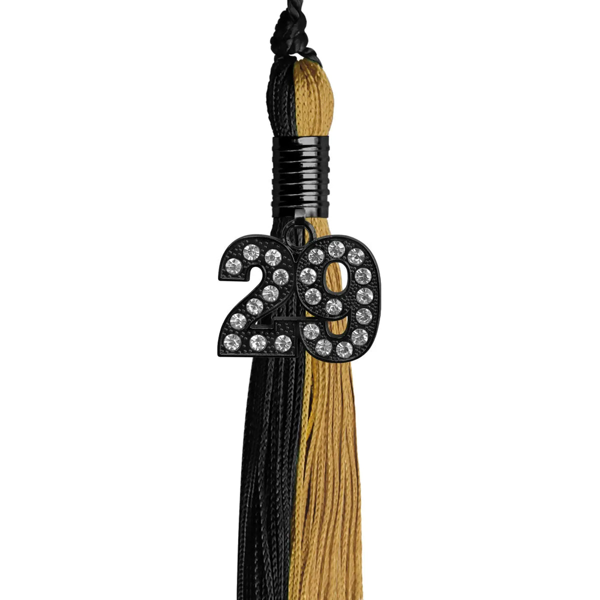 Black/Antique Gold Graduation Tassel with Black Bling Charm by Endea Graduation