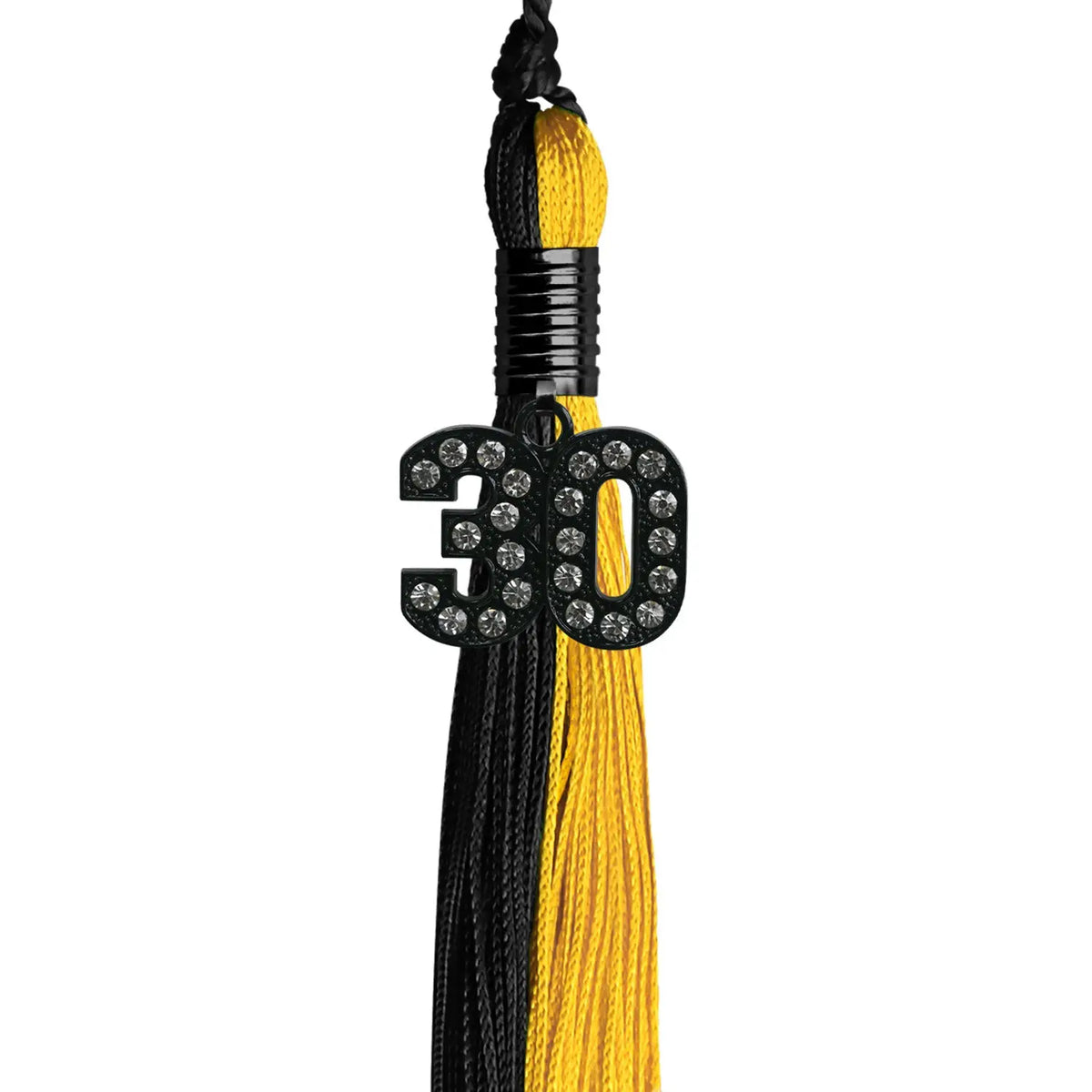 Black/Bright Gold Graduation Tassel with Black Bling Charm by Endea Graduation