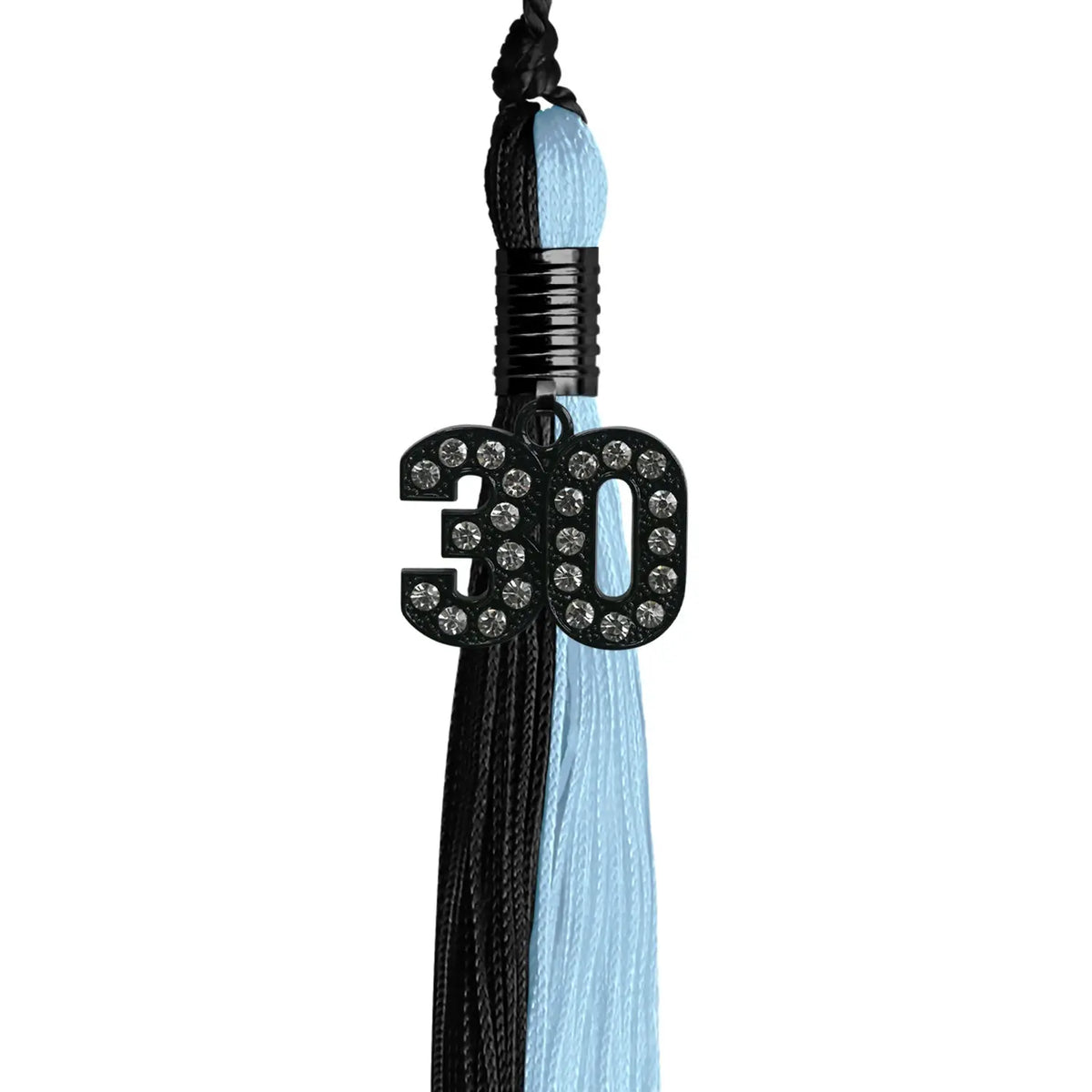 Black/Light Blue Graduation Tassel with Black Bling Charm by Endea Graduation