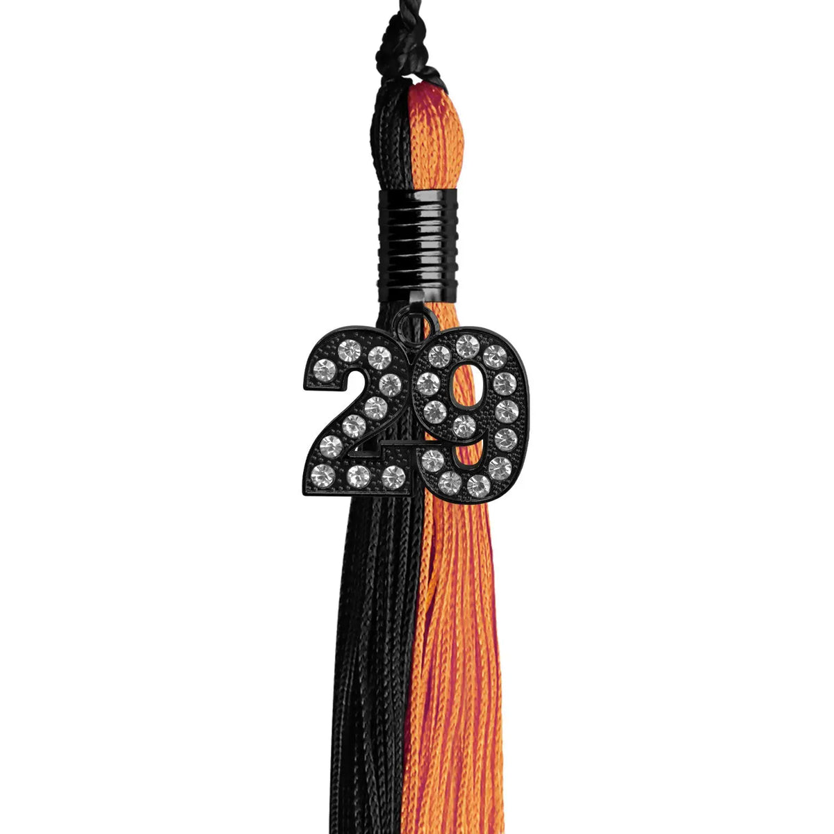 Black/Orange Graduation Tassel with Black Bling Charm by Endea Graduation