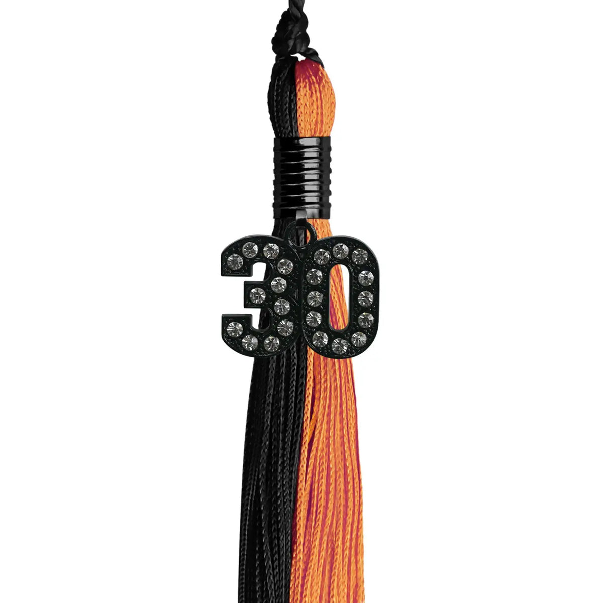 Black/Orange Graduation Tassel with Black Bling Charm by Endea Graduation