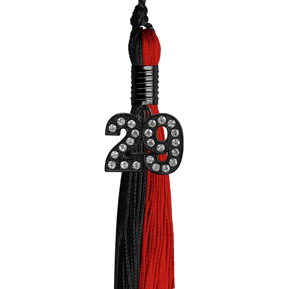 Black/Red Graduation Tassel with Black Bling Charm by Endea Graduation