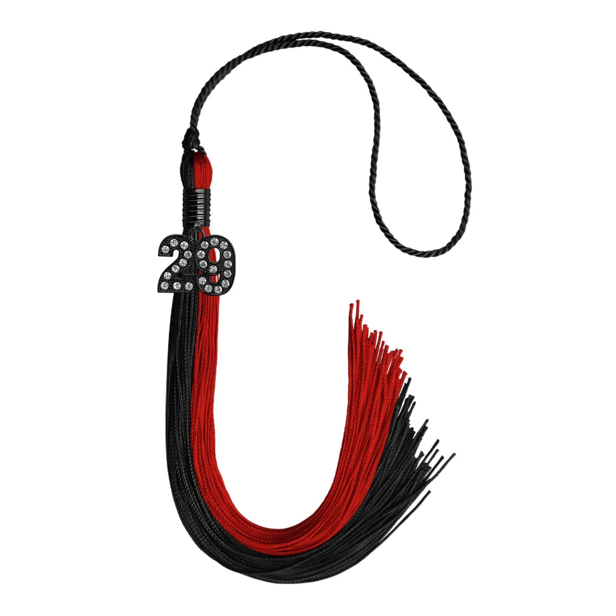 Black/Red Graduation Tassel with Black Bling Charm by Endea Graduation