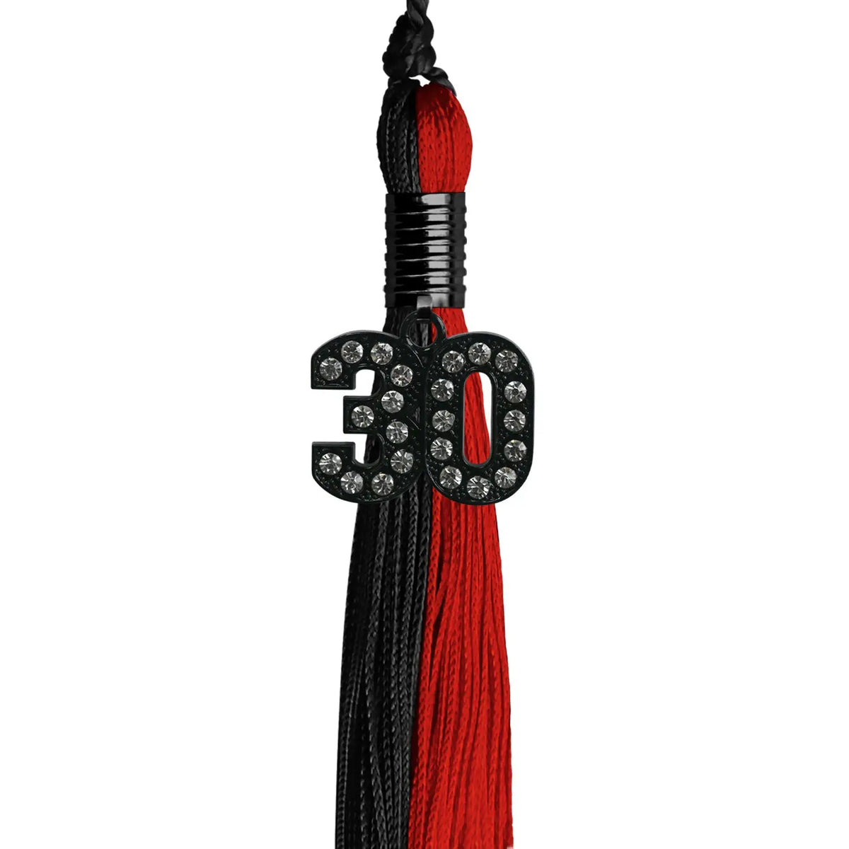 Black/Red Graduation Tassel with Black Bling Charm by Endea Graduation