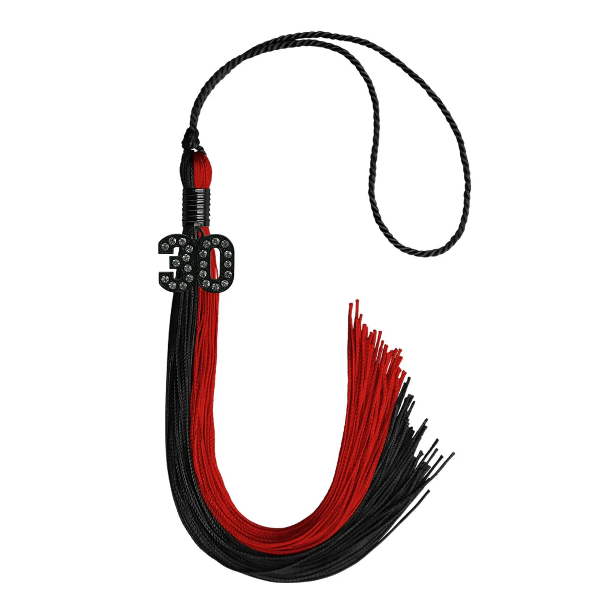 Black/Red Graduation Tassel with Black Bling Charm by Endea Graduation