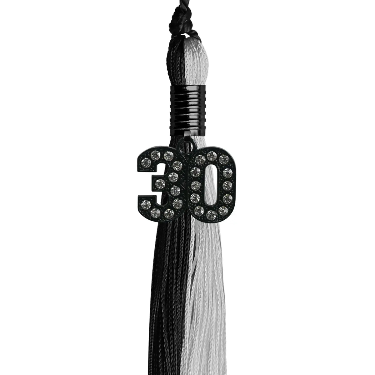 Black/Silver Graduation Tassel with Black Bling Charm by Endea Graduation