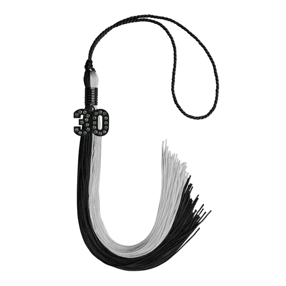 Black/Silver Graduation Tassel with Black Bling Charm by Endea Graduation