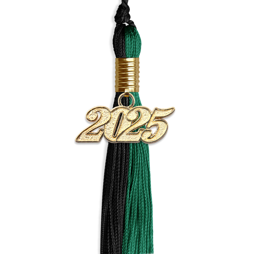 Emerald Green/Black Graduation Tassel with Gold Date Drop