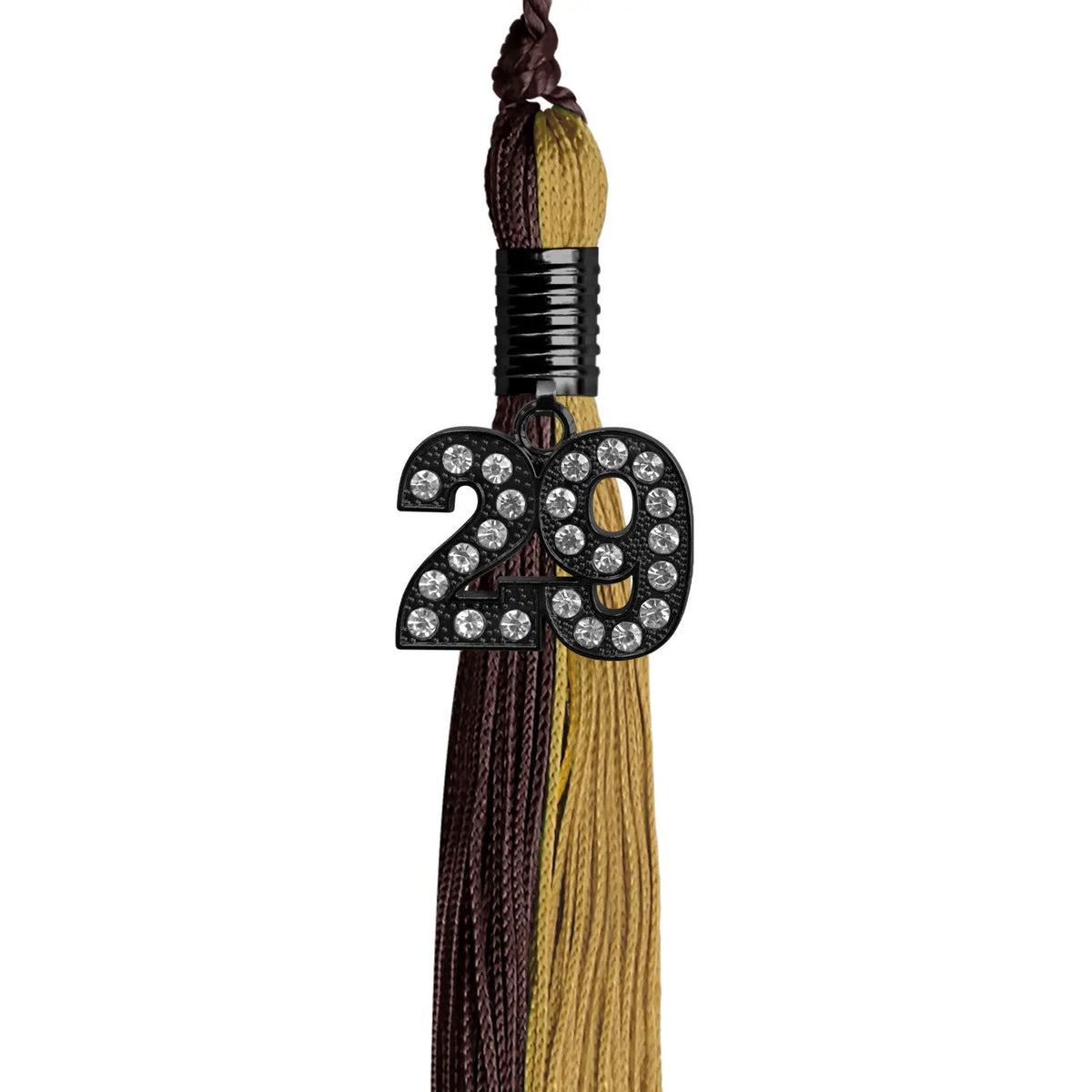 Brown/Antique Gold Graduation Tassel with Black Bling Charm by Endea Graduation