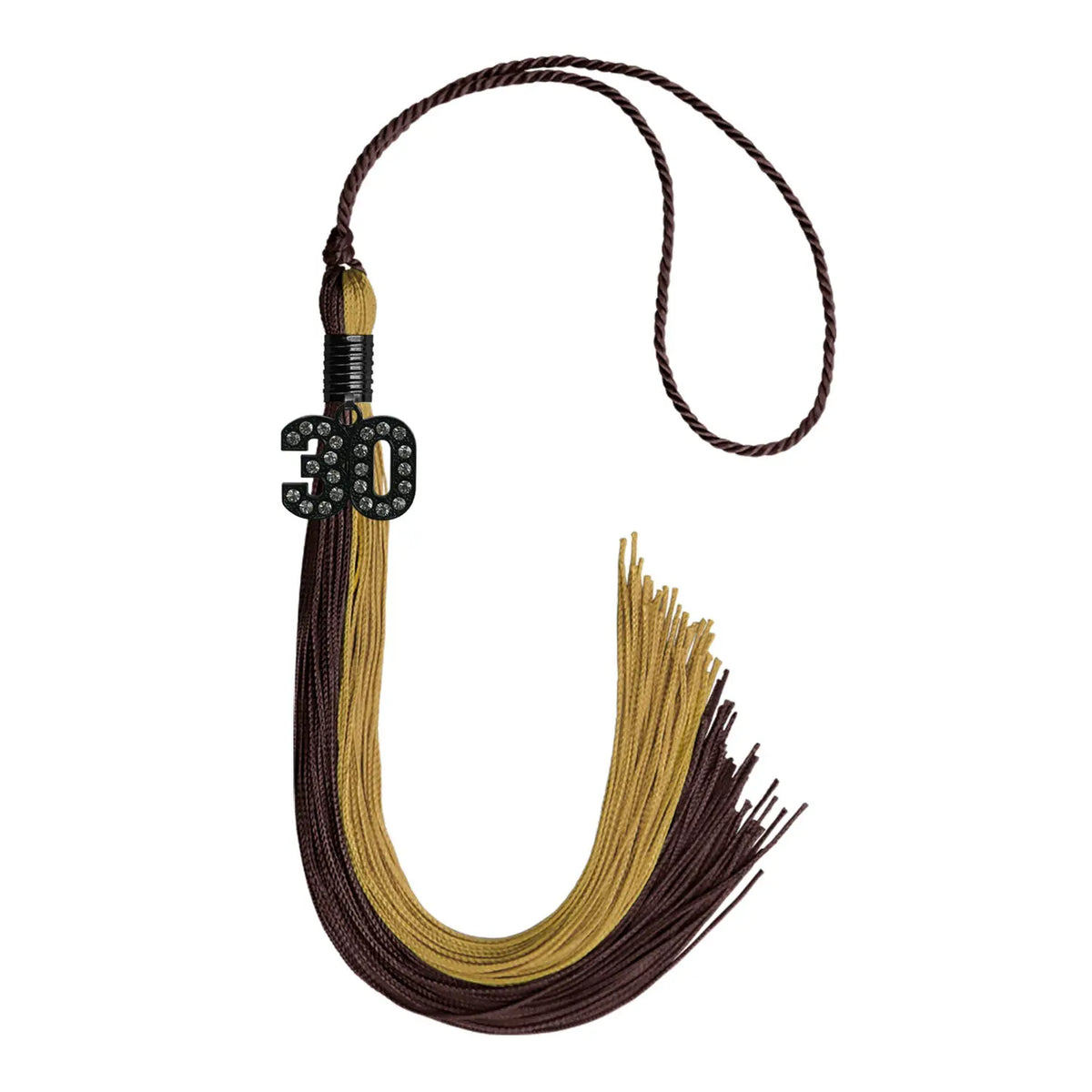 Brown/Antique Gold Graduation Tassel with Black Bling Charm by Endea Graduation