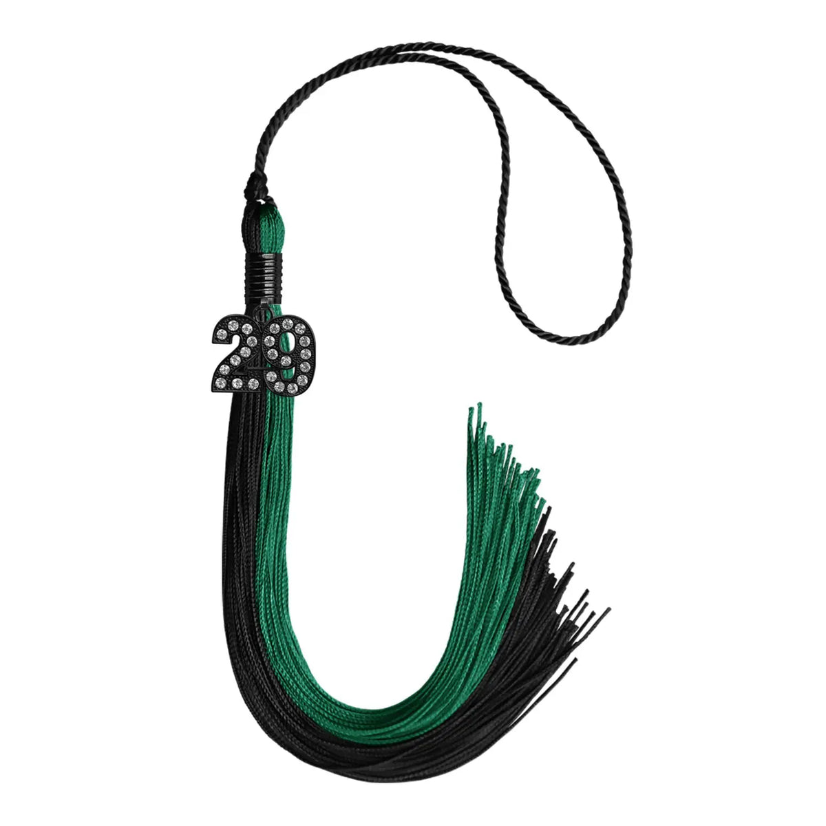 Emerald Green/Black Graduation Tassel with Black Bling Charm by Endea Graduation