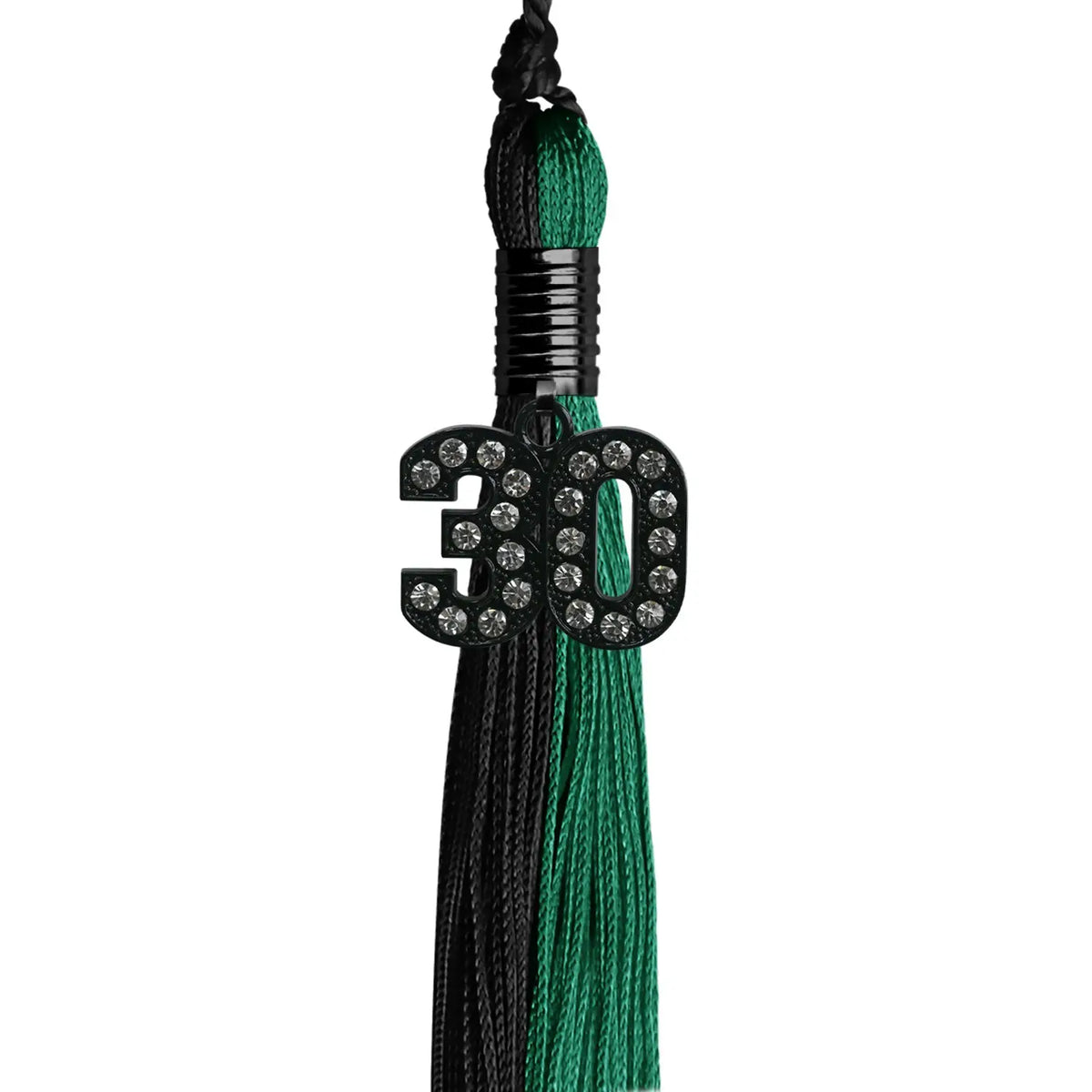 Emerald Green/Black Graduation Tassel with Black Bling Charm by Endea Graduation