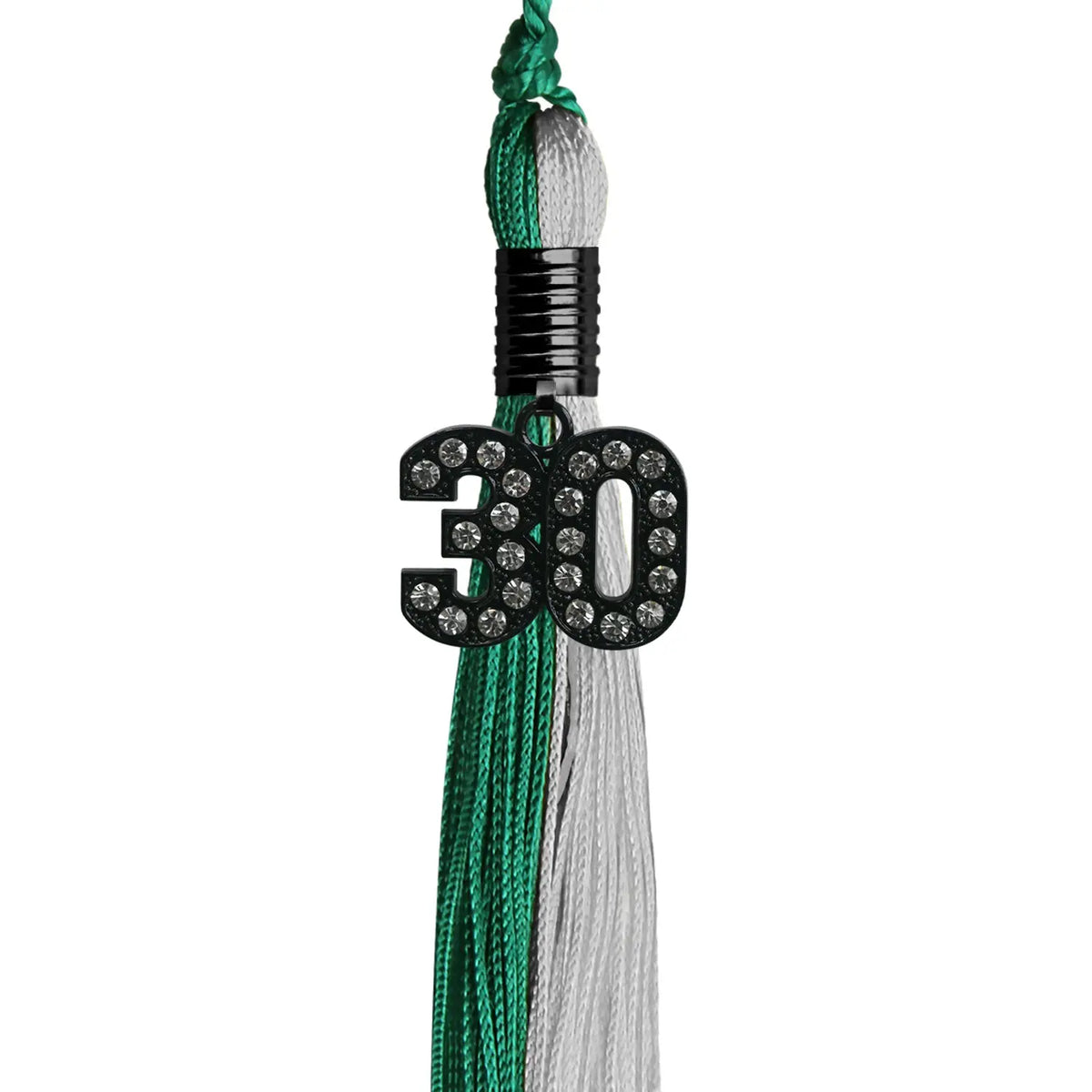 Emerald Green/Grey Graduation Tassel with Black Bling Charm by Endea Graduation