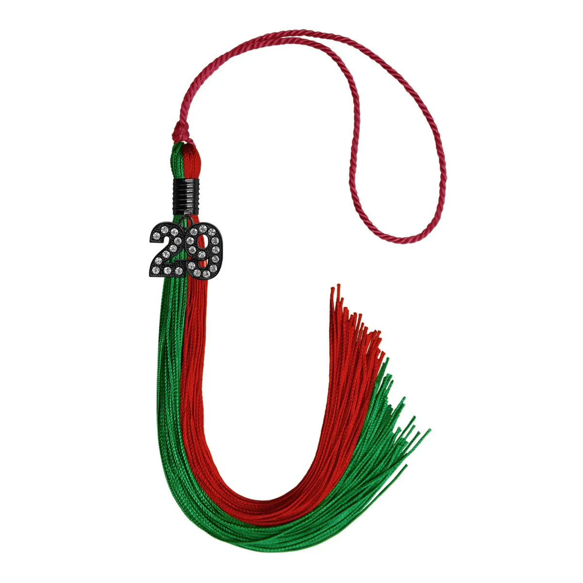 Green/Red Graduation Tassel with Black Bling Charm by Endea Graduation