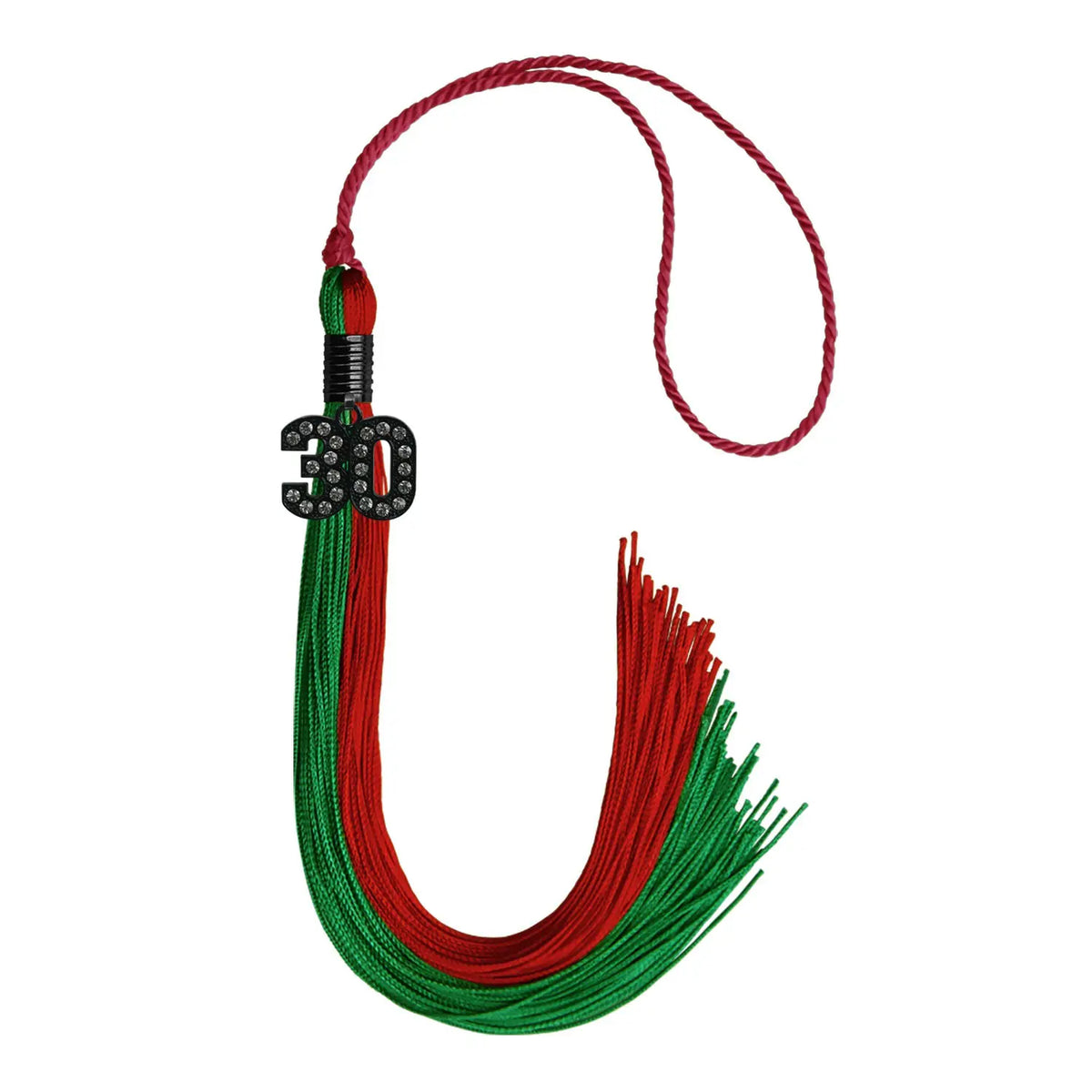 Green/Red Graduation Tassel with Black Bling Charm by Endea Graduation