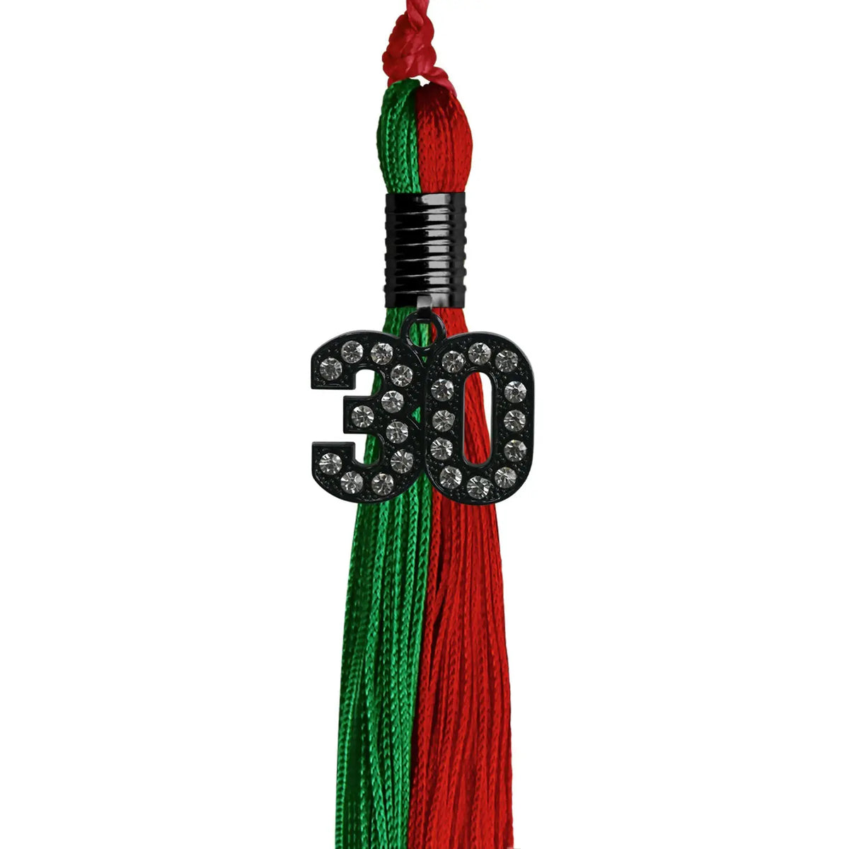 Green/Red Graduation Tassel with Black Bling Charm by Endea Graduation