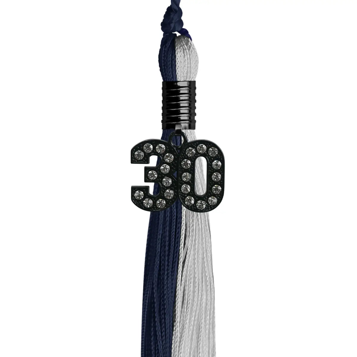 Dark Navy Blue/Grey Graduation Tassel with Black Bling Charm by Endea Graduation