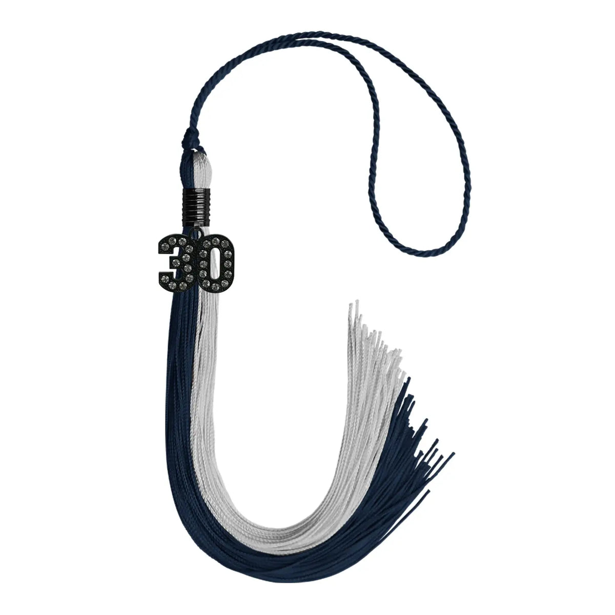 Dark Navy Blue/Grey Graduation Tassel with Black Bling Charm by Endea Graduation