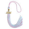 Pink/Light Blue Mixed Color Graduation Tassel With Gold Date Drop