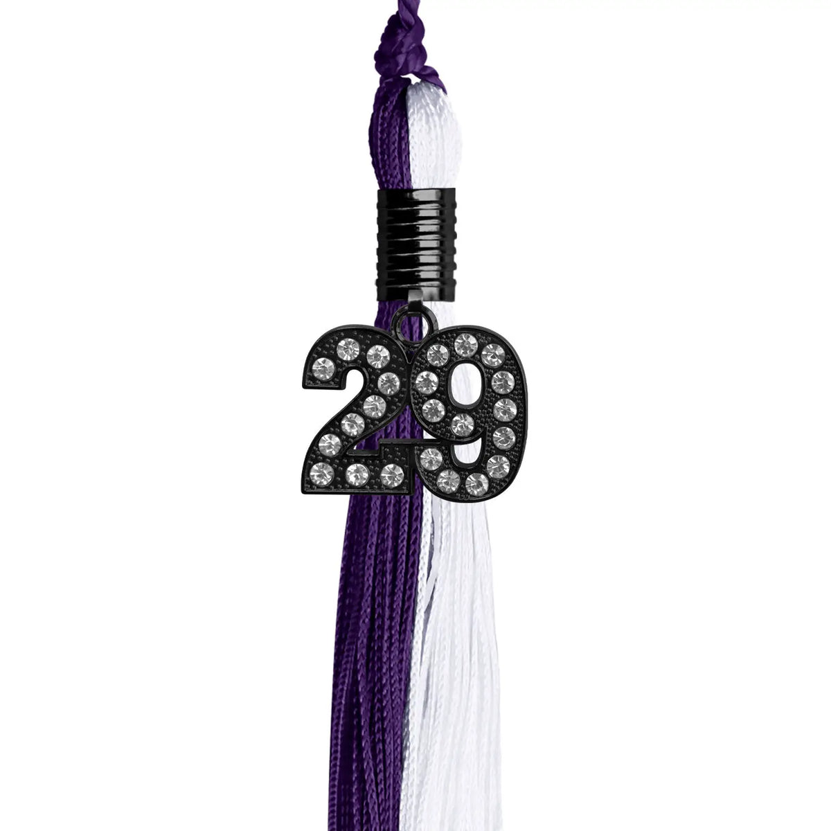 Purple/White Graduation Tassel with Black Bling Charm by Endea Graduation
