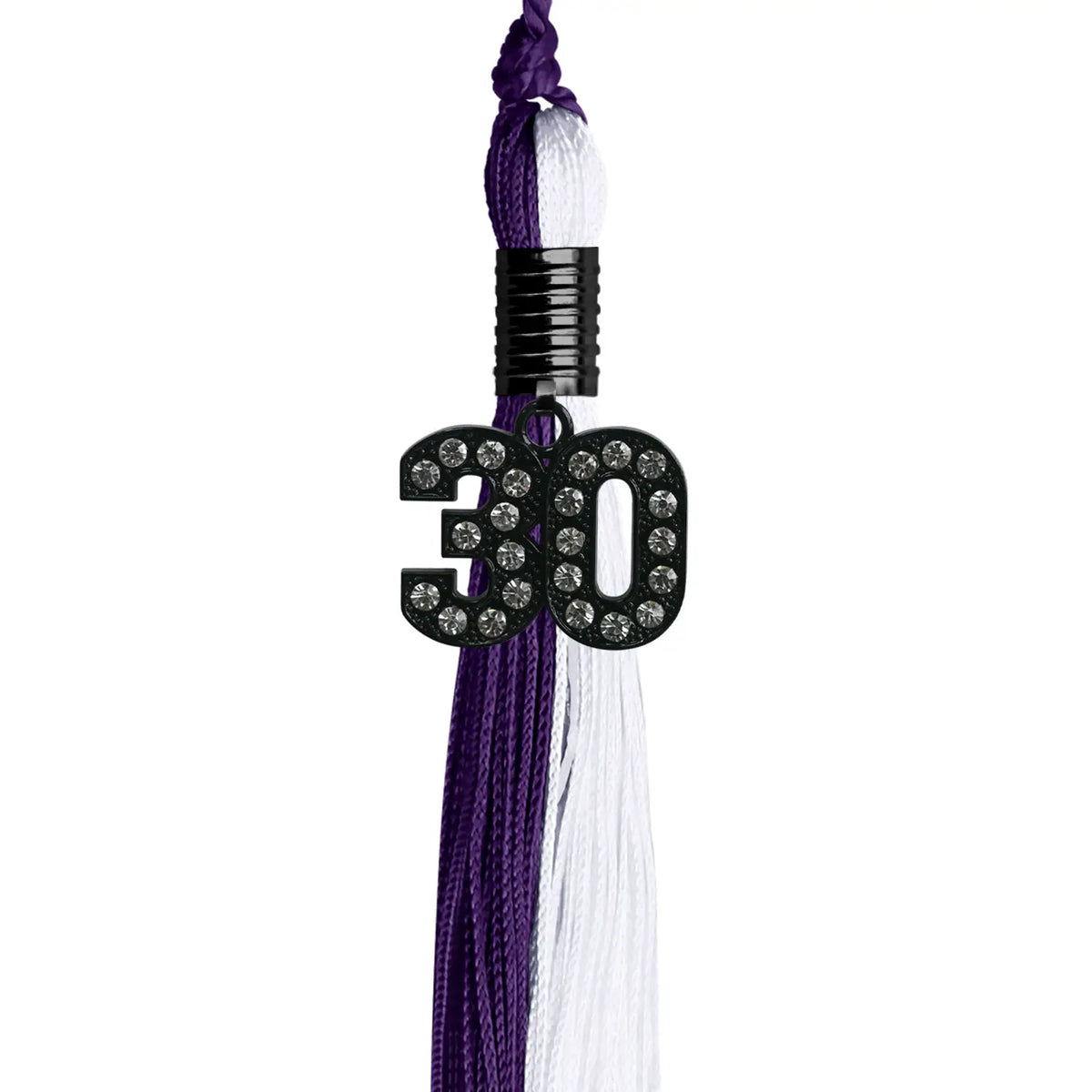 Purple/White Graduation Tassel with Black Bling Charm by Endea Graduation