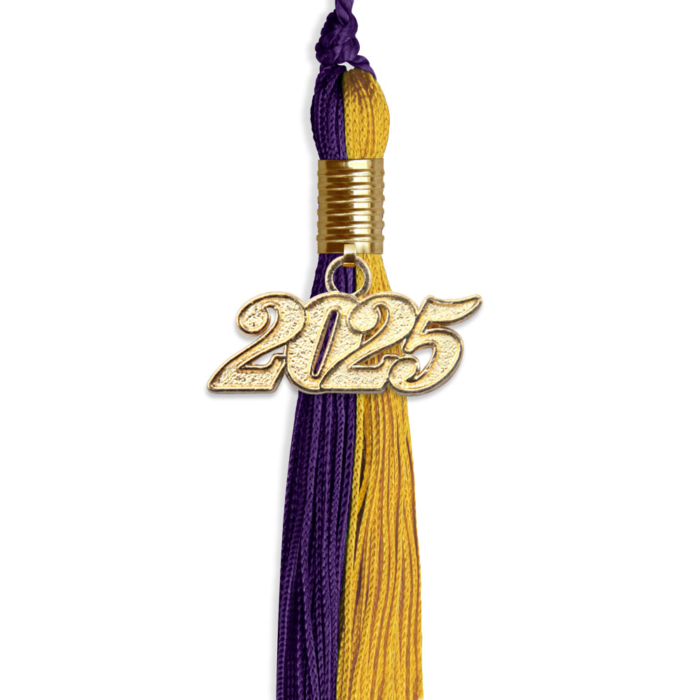 Purple/Bright Gold Graduation Tassel with Gold Date Drop