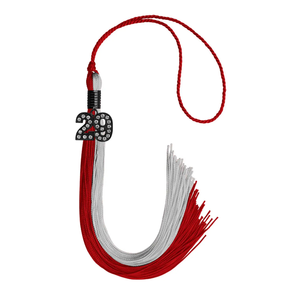 Red/Grey Graduation Tassel with Black Bling Charm by Endea Graduation