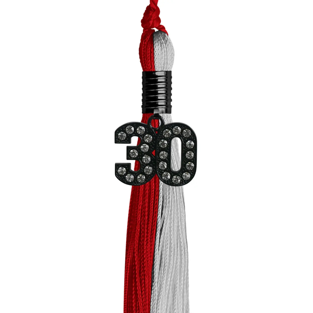 Red/Grey Graduation Tassel with Black Bling Charm by Endea Graduation