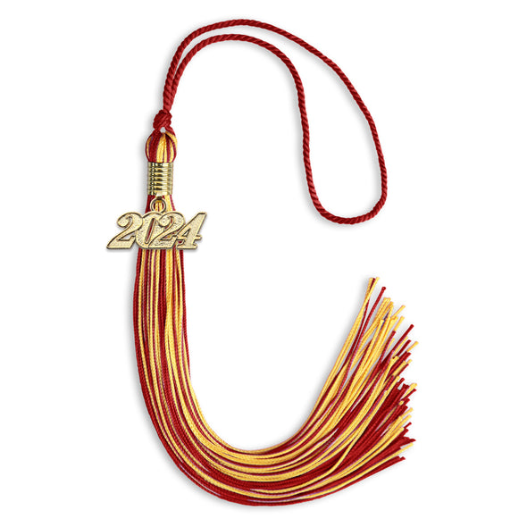 Red/Gold Mixed Color Graduation Tassel With Gold Date Drop