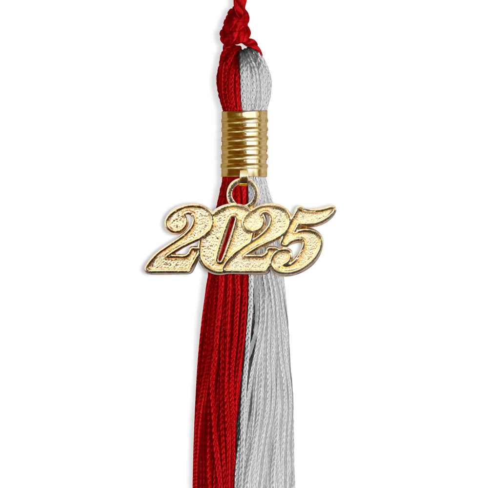 Red/Grey Graduation Tassel with Gold Date Drop