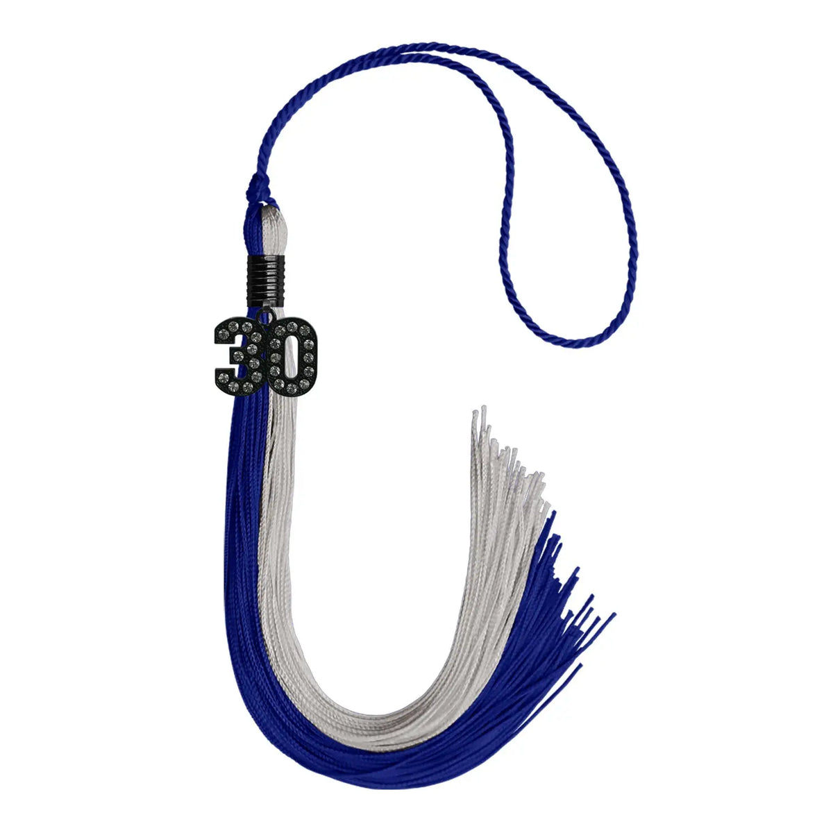 Royal Blue/Grey Graduation Tassel with Black Bling Charm by Endea Graduation