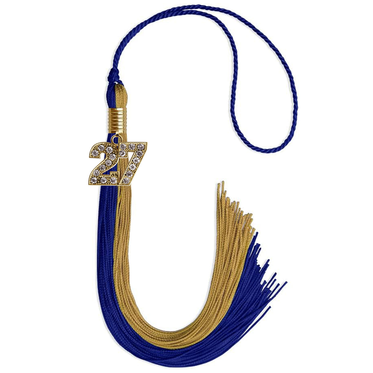 Royal Blue/Antique Gold Graduation Tassel with Gold Bling Charm by Endea Graduation