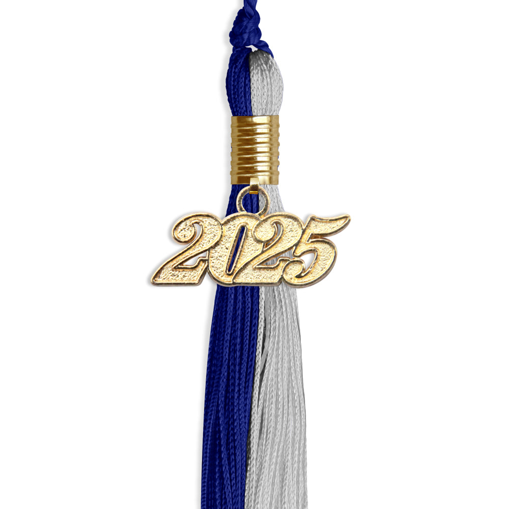 Royal Blue/Grey Graduation Tassel with Gold Date Drop