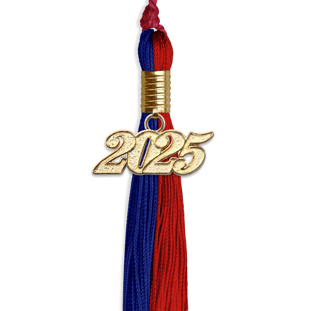 Royal Blue/Red Graduation Tassel with Gold Date Drop