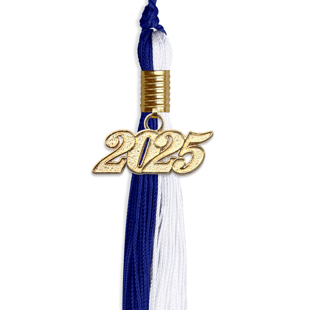 Royal Blue/White Graduation Tassel with Gold Date Drop