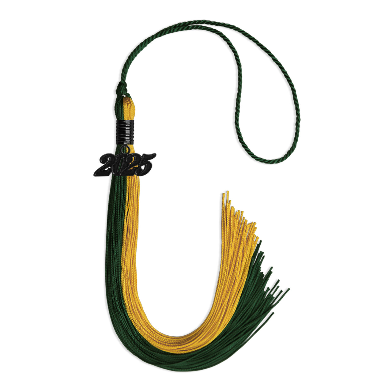 Hunter Green/Gold Graduation Tassel with Black Date Drop